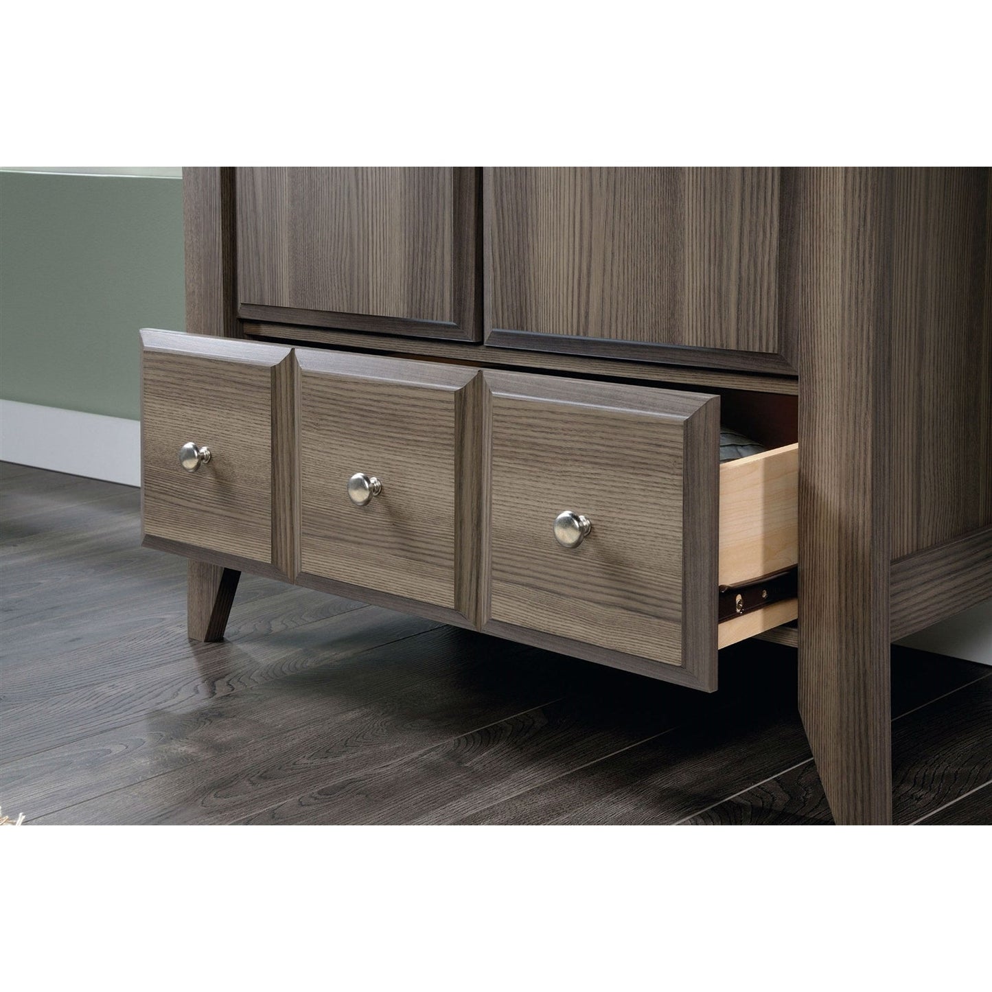 Bedroom Wardrobe Armoire Storage Cabinet in Ash Wood Finish