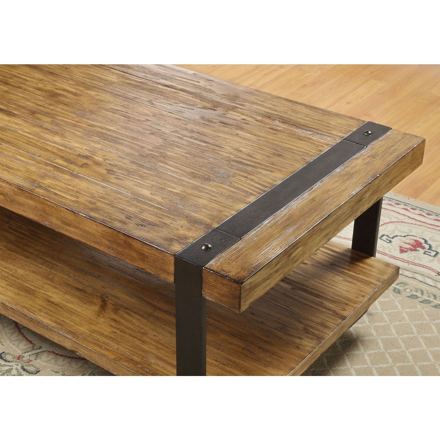 Contemporary Modern Classic Coffee Table in Worn Oak Finish
