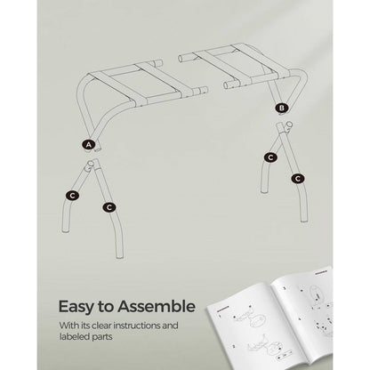 Black Metal Foldable Luggage Rack with Forest Green Straps
