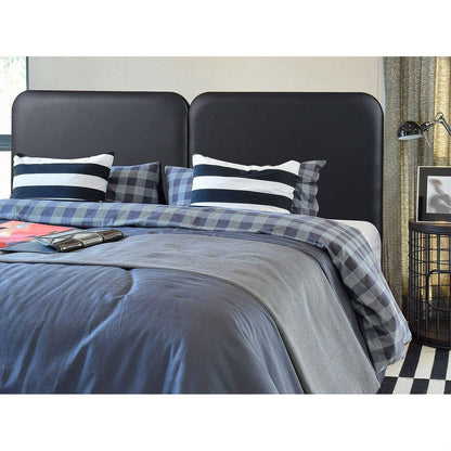 Queen size Memory Foam Padded Steel Frame Black Faux Leather Headboard