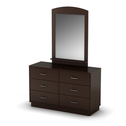 Chocolate Brown Modern Bedroom 6-Drawer Double Dresser Wardrobe