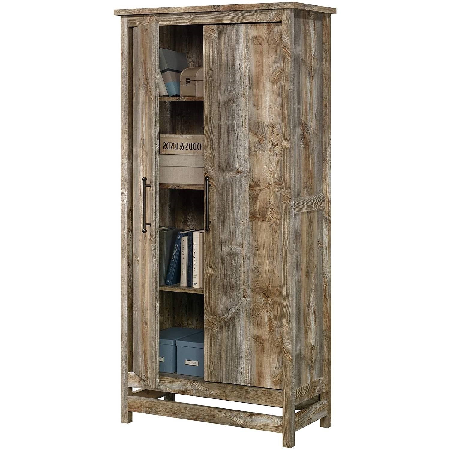 Farmhouse Storage Cabinet Wardrobe Armoire in Rustic Wood Finish — Chic Home-Decor