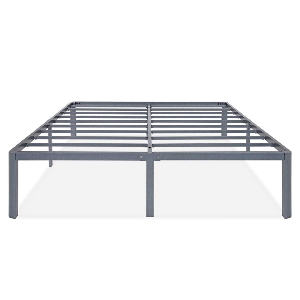 Queen Heavy Duty Grey Metal Platform Bed Frame with Round Corners