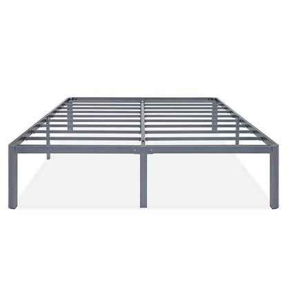 Queen Heavy Duty Grey Metal Platform Bed Frame with Round Corners