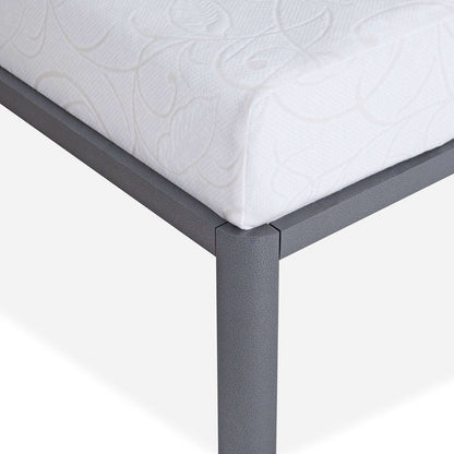 Queen Heavy Duty Grey Metal Platform Bed Frame with Round Corners