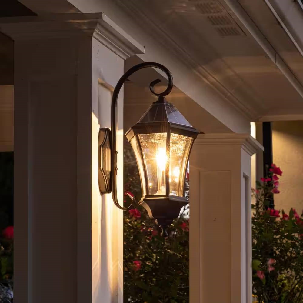 Outdoor Farmhouse Solar Wall Light in Black Finish - 150 Lumens — Chic Home-Decor