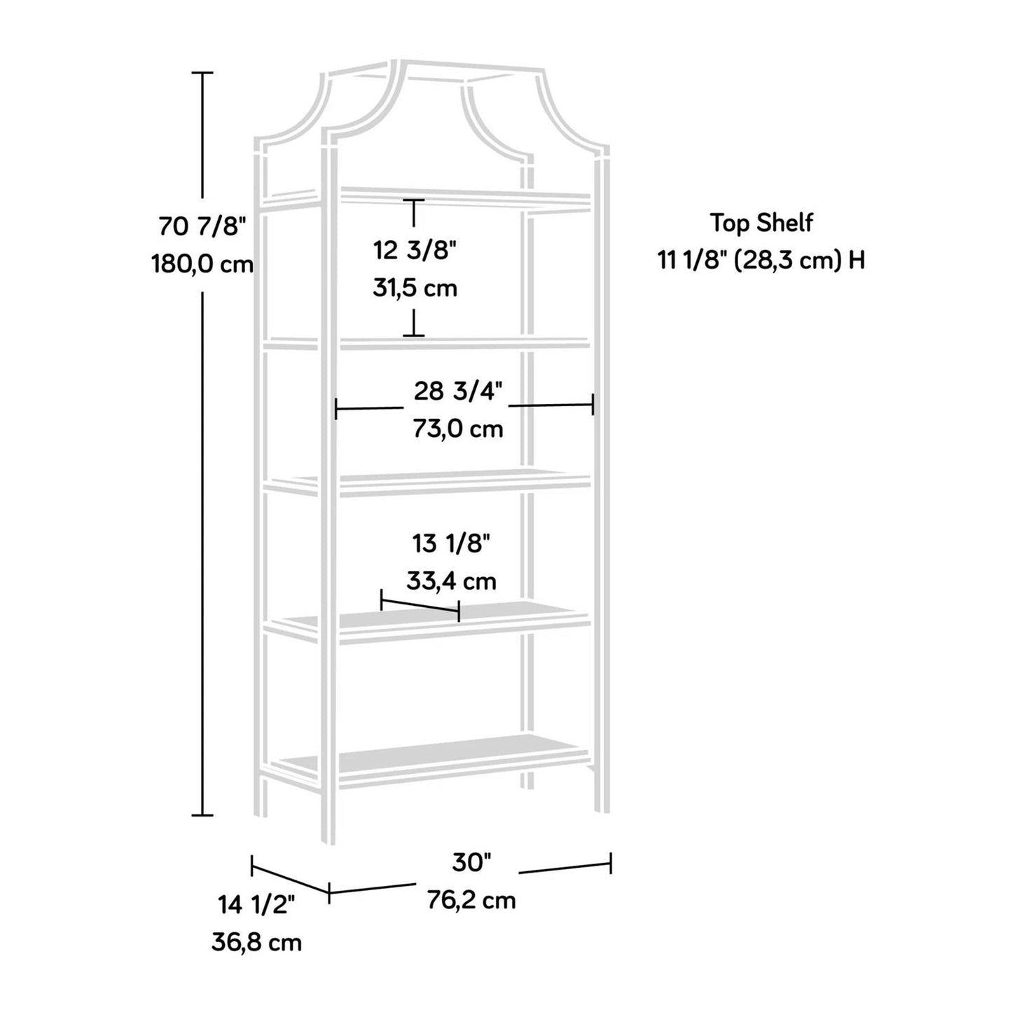 Elegant Gold Metal Display Rack Etagere Bookcase with 5 Wooden Storage Shelves