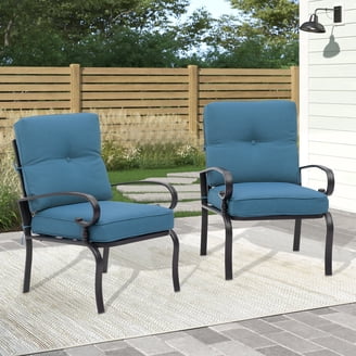 Teny Outdoor Dining Chair Set of 2, Dark Gray Metal. Woven Rope Seat Back