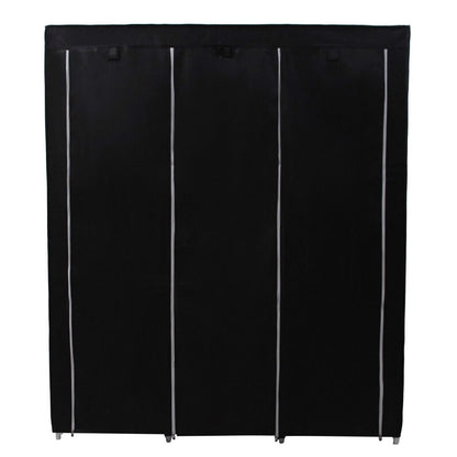 Steel Frame Black Fabric Portable Wardrobe Clothes Closet with Storage Shelves