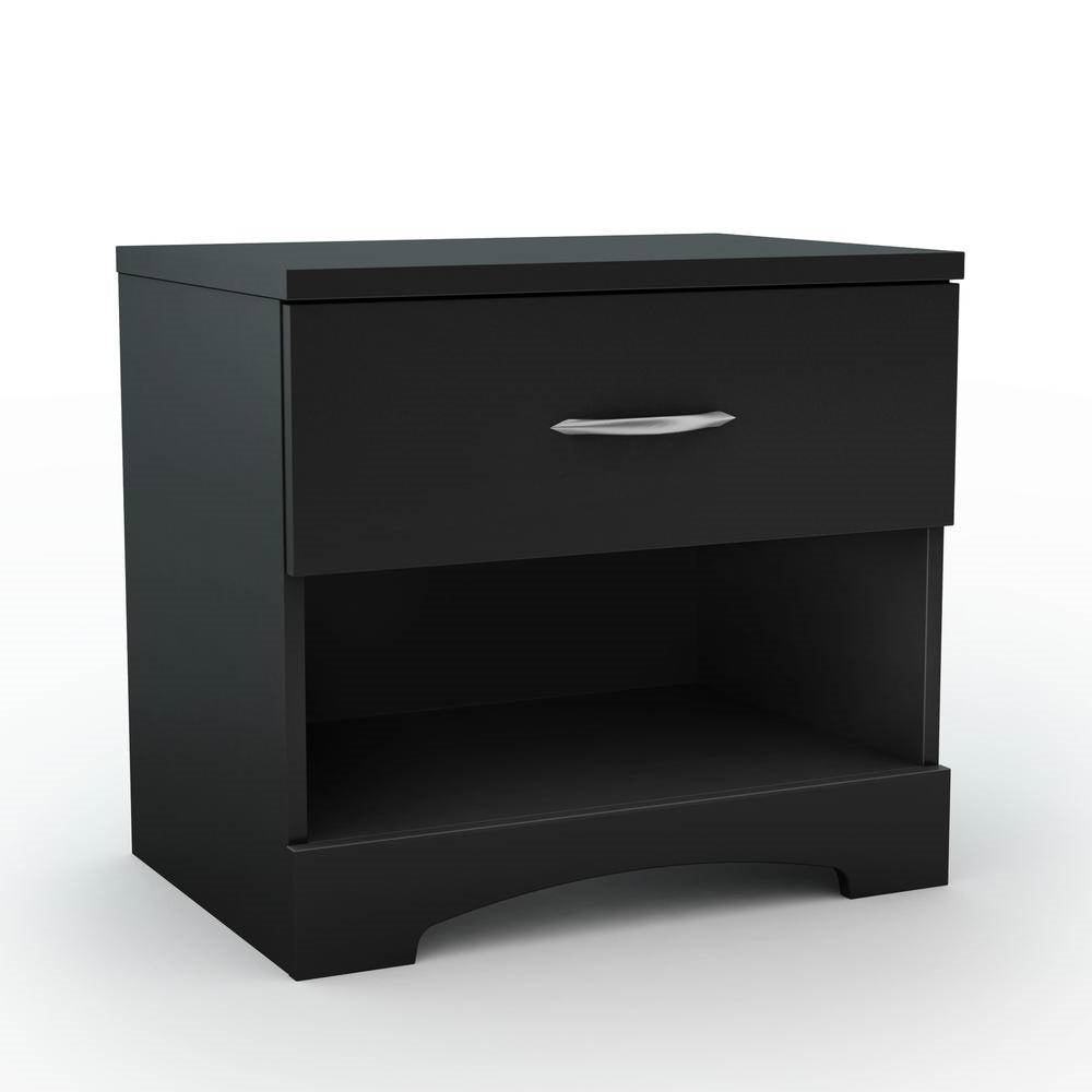 Modern 1 Drawer Nightstand End Side Table Storage in Black — Chic Home-Decor