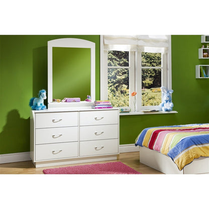 6-Drawer Double Dresser in White Finish with Interchangeable Handles
