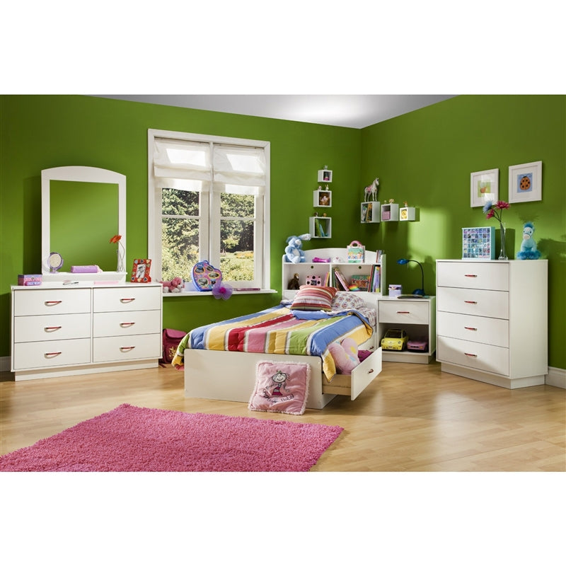 6-Drawer Double Dresser in White Finish with Interchangeable Handles