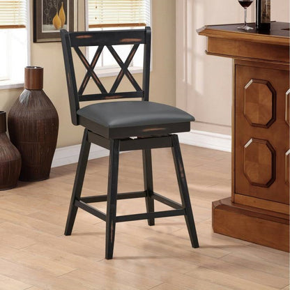 Set of 2 Wood 24-in Counter Height Farmhouse Swivel Cushion Seat Barstools