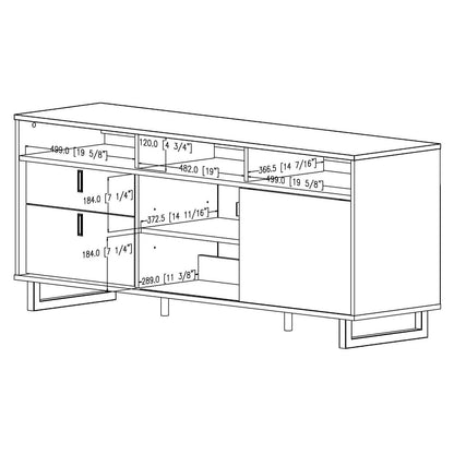Contemporary TV Stand in Black Finish and Satin Nickel Metal Legs