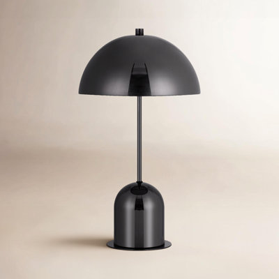 20 Inch Metal Accent Table Lamp Dome Shade, Black
