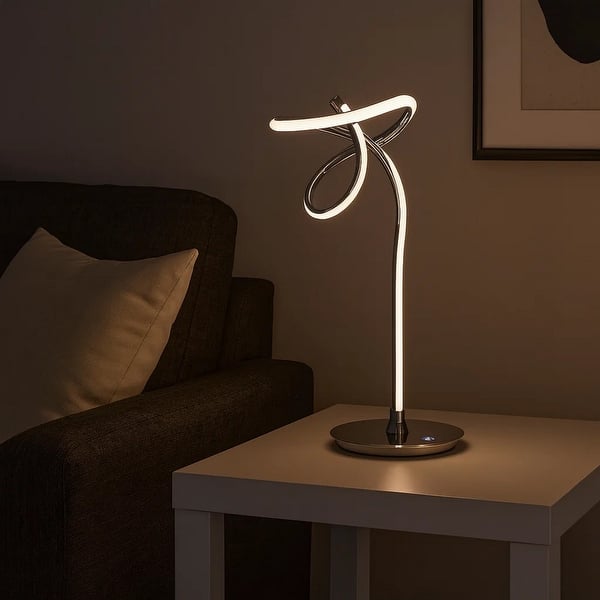 Sea 22 Inch Table Lamp, Accent Twisted LED Light, Modern Style, Chrome Base