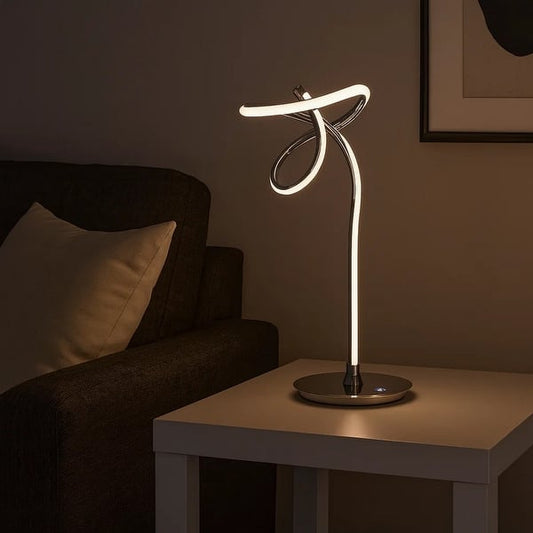 Sea 22 Inch Table Lamp, Accent Twisted LED Light, Modern Style, Chrome Base