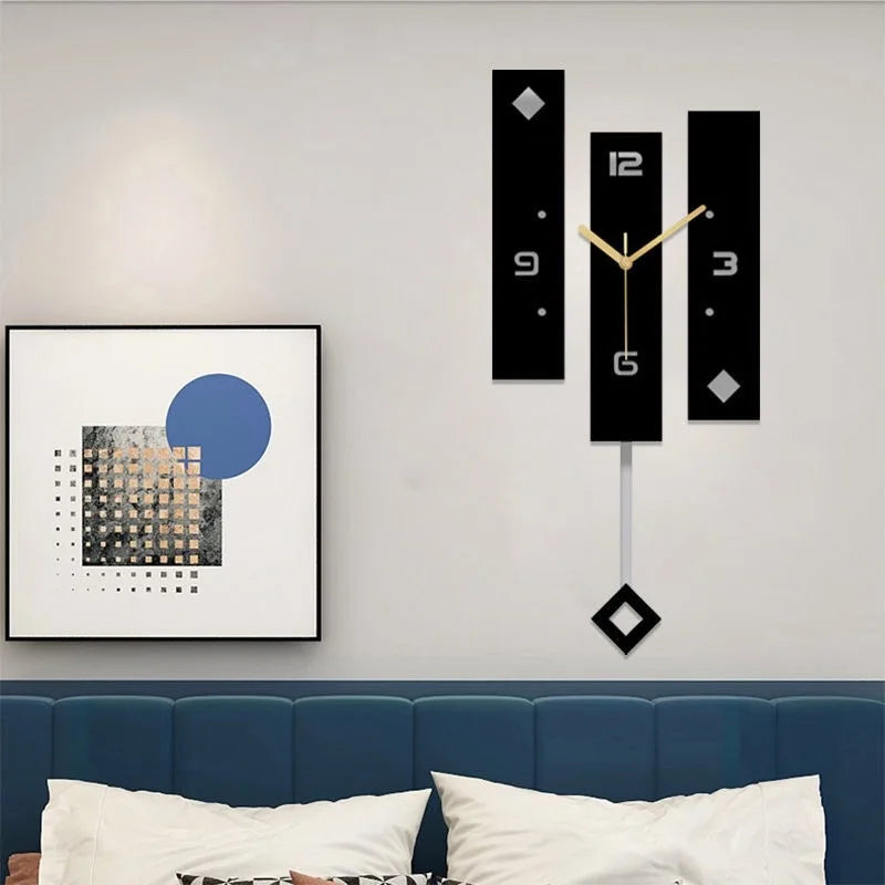Large Nordic Wall Clock with Pendulum