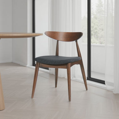 Side Dining Chair Set of 2, Round Rubberwood Splayed Legs, Gray Brown