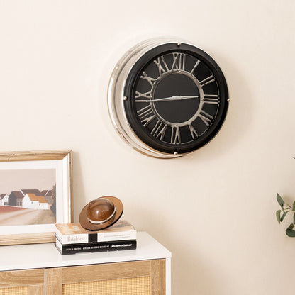 Silent Wall Clock with Silver Frame, 13.5" & 17.5" Sizes