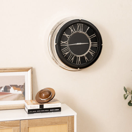 Silent Wall Clock with Silver Frame, 13.5" & 17.5" Sizes