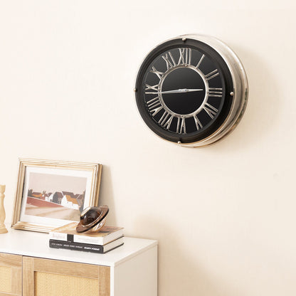 Silent Wall Clock with Silver Frame, 13.5" & 17.5" Sizes