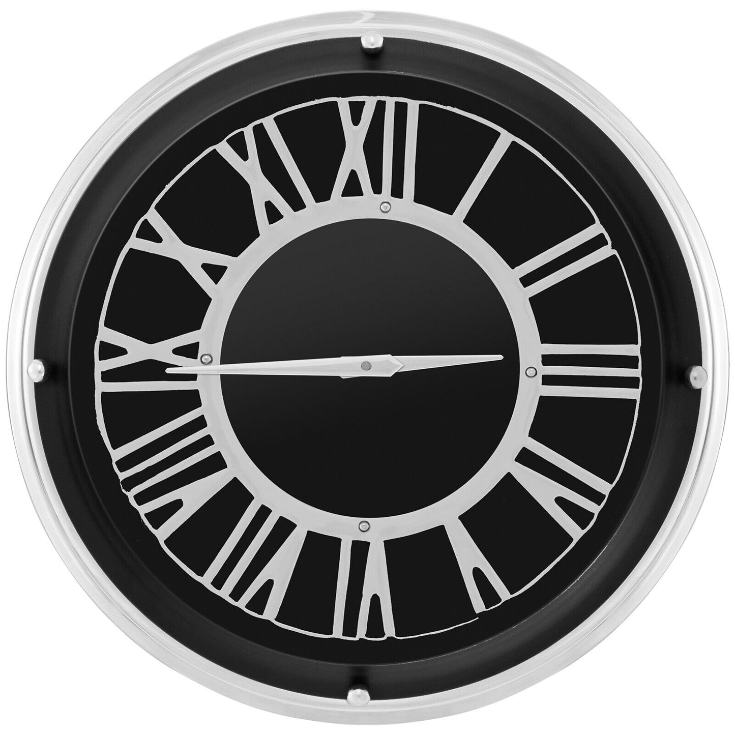 Silent Wall Clock with Silver Frame, 13.5" & 17.5" Sizes