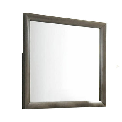 Simo Dresser Vanity Mirror, 40 Inch Modern Dark Gray Solid Wood Frame