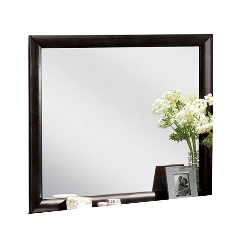 Simo Dresser Vanity Mirror, 40 Inch Dark Cherry Brown Solid Wood