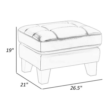 Sofy 27 Inch Ottoman, Dark Gray Top Grain and Faux Leather, Solid Wood