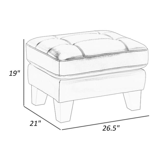 Sofy 27 Inch Ottoman, Dark Gray Top Grain and Faux Leather, Solid Wood