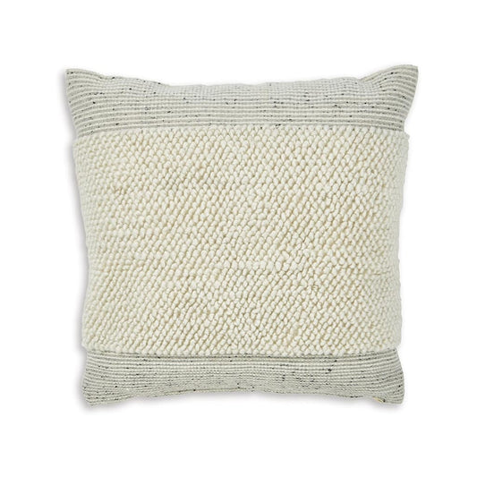 Square Accent Throw Pillow, 20 Inch, White and Gray Stripes, Polyfill
