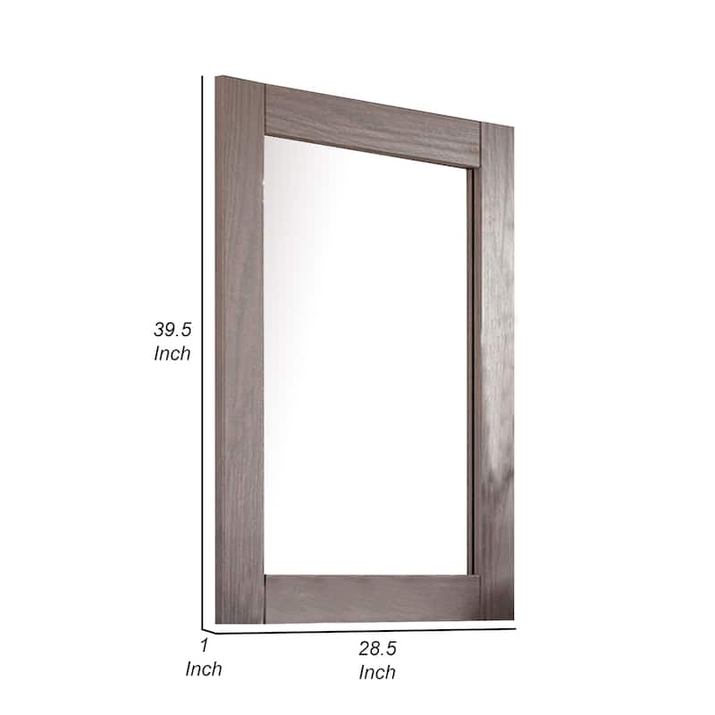 Stav Dresser Mirror with Rectangular Frame, Gray Brazilian Pine Wood