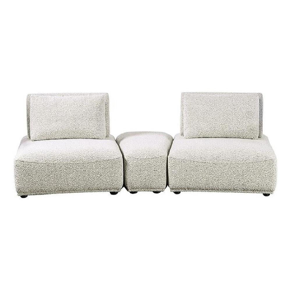 Stavan Modular Curved 2 Seat Sofa, Ottoman Gray Boucle Adjustable Back