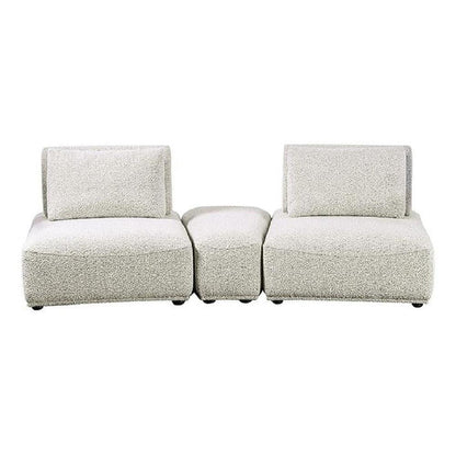Stavan Modular Curved 2 Seat Sofa, Ottoman Gray Boucle Adjustable Back