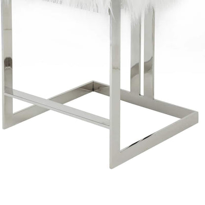 Suki 26 Inch Counter Stool Chair, White Faux Leather, Stainless Steel