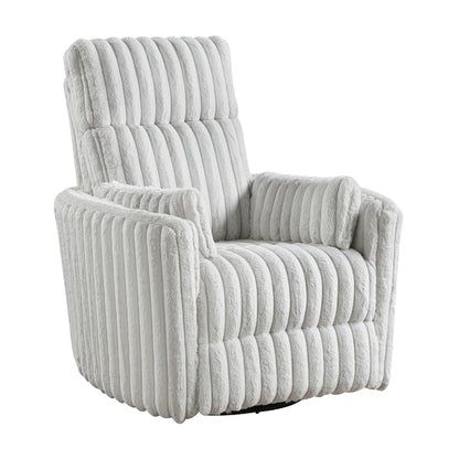 Swivel Manual Recliner Chair, 2 Pillows, White Corduroy, 39 Inch
