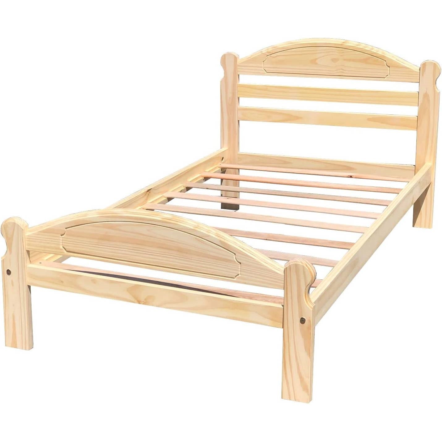 Twin Unfinished Solid Pine Wood Platform Bed Frame with Headboard and Footboard — Chic Home-Decor