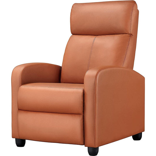Brown High-Density Faux Leather Push Back Recliner Chair — Chic Home-Decor