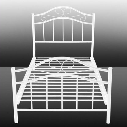 Twin size Metal Platform Bed Frame with Headboard and Footboard in White