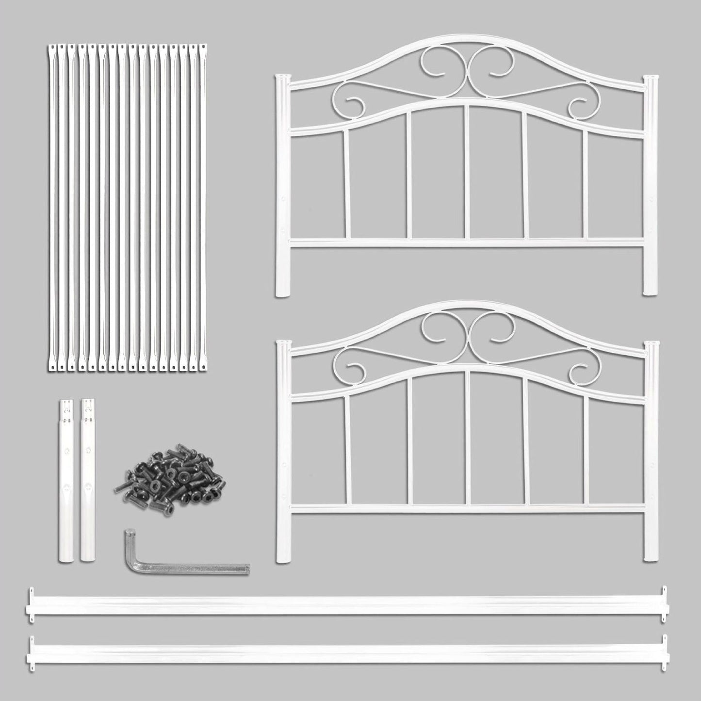 Twin size Metal Platform Bed Frame with Headboard and Footboard in White
