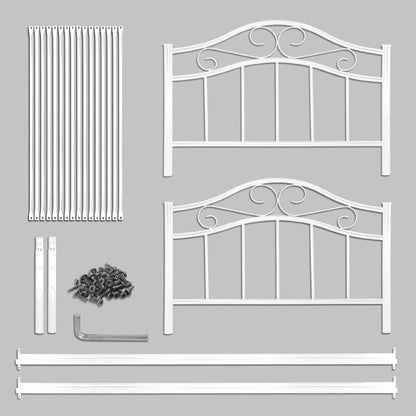 Twin size Metal Platform Bed Frame with Headboard and Footboard in White