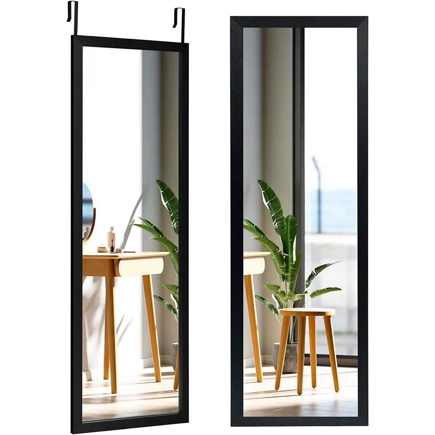Black Full Length Bedroom Mirror with Over the Door or Wall Mounted Design — Chic Home-Decor