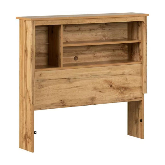 Twin size Modern Scandinavian Style Bookcase Headboard in Oak Wood Finish — Chic Home-Decor
