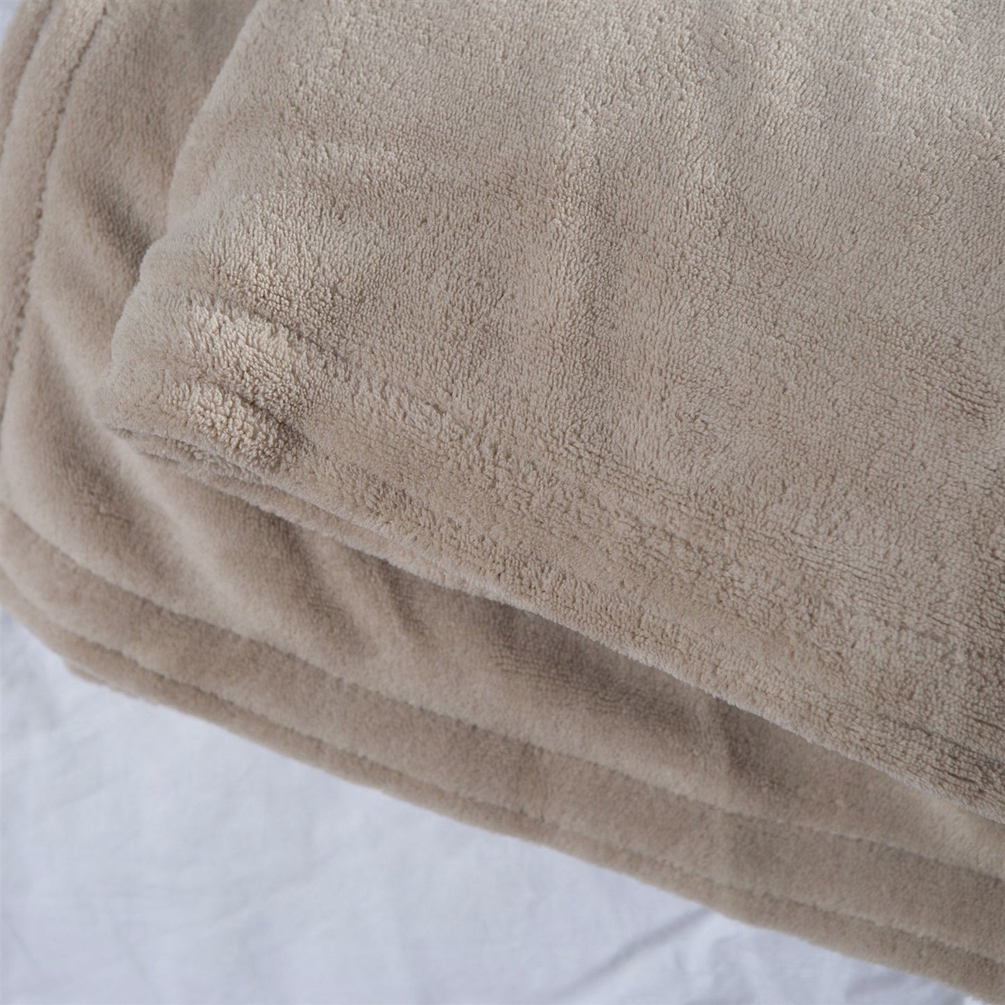 Twin size Tan Linen Beige Microplush Warming Electric Blanket with Digital Controller