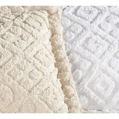 Twin size 100% Cotton Bedspread with White Diamond Pattern and Fringed Edges