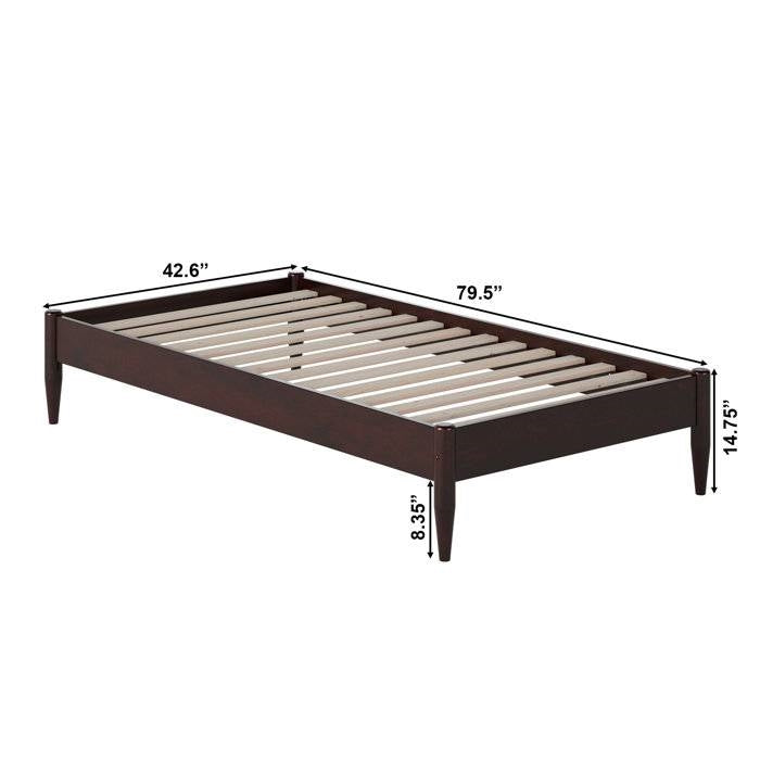 Twin Size Solid Hardwood Victorian Style Espresso Platform Bed