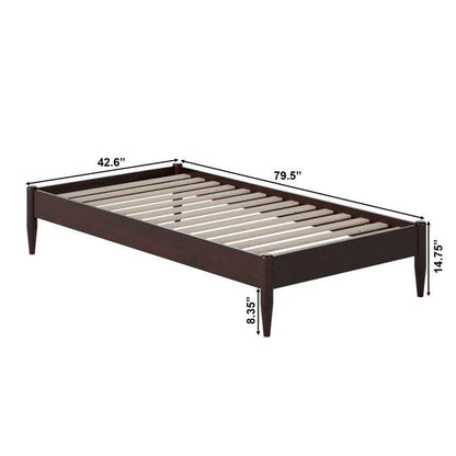 Twin Size Solid Hardwood Victorian Style Espresso Platform Bed
