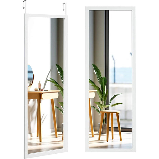 White Full Length Bedroom Mirror with Over the Door or Wall Mounted Design — Chic Home-Decor