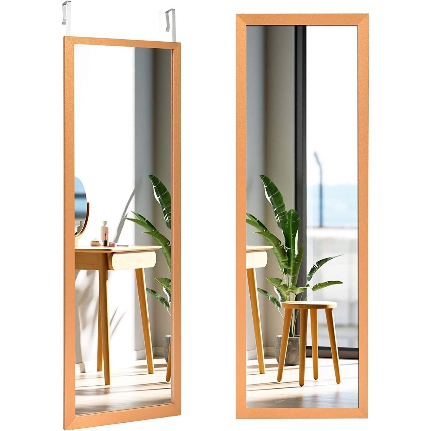 Gold Full Length Bedroom Mirror with Over the Door or Wall Mounted Design — Chic Home-Decor